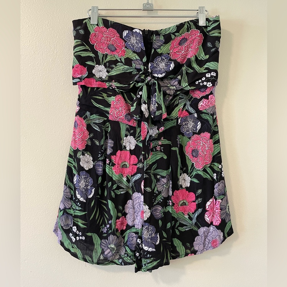 Peach Love Black Floral Strapless Romper